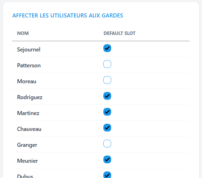 Affecter une seule garde