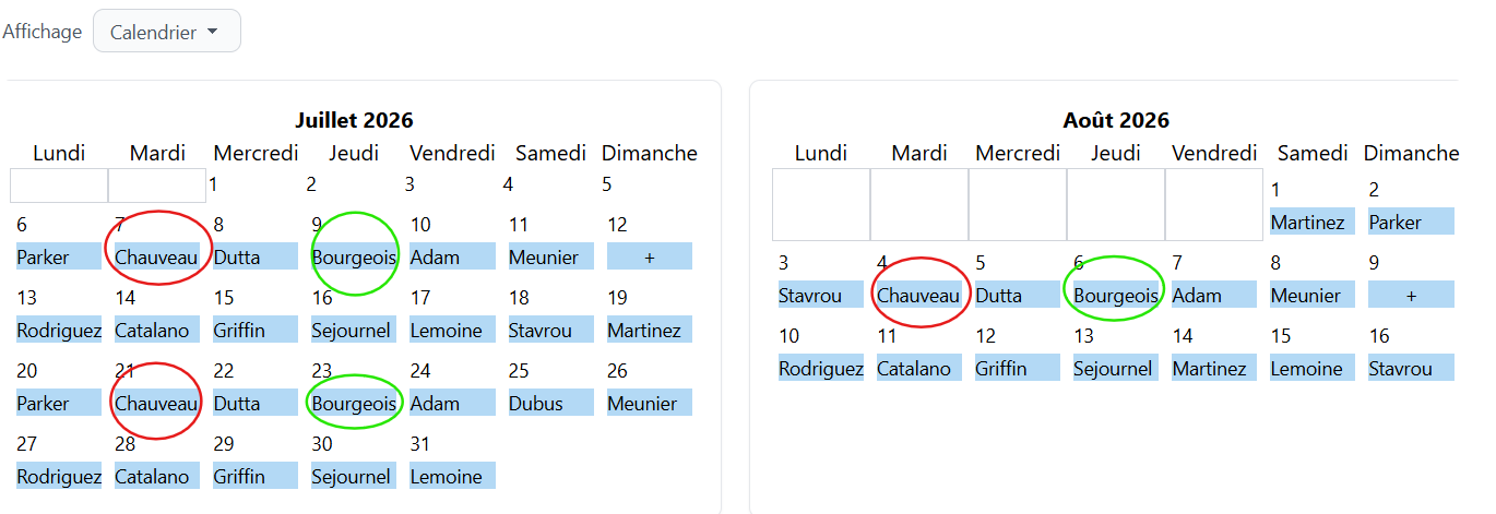 Planning complet sur 6 semaines